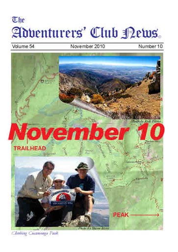 November 2010 Adventurers Club News Cover